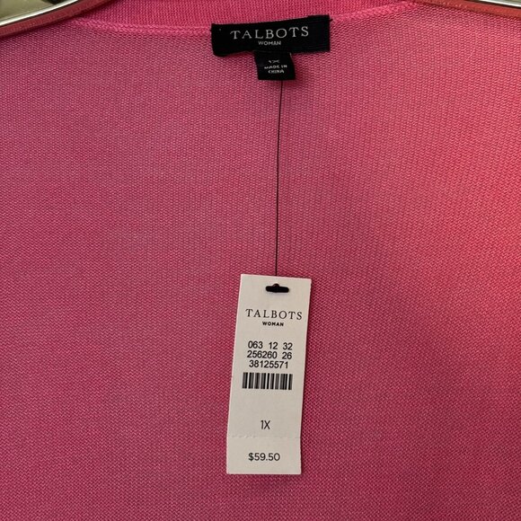 Talbots Pink Open Front Cardigan 3/4 Sleeve Lightweight Size 1X Rayon Blend - Picture 2 of 7